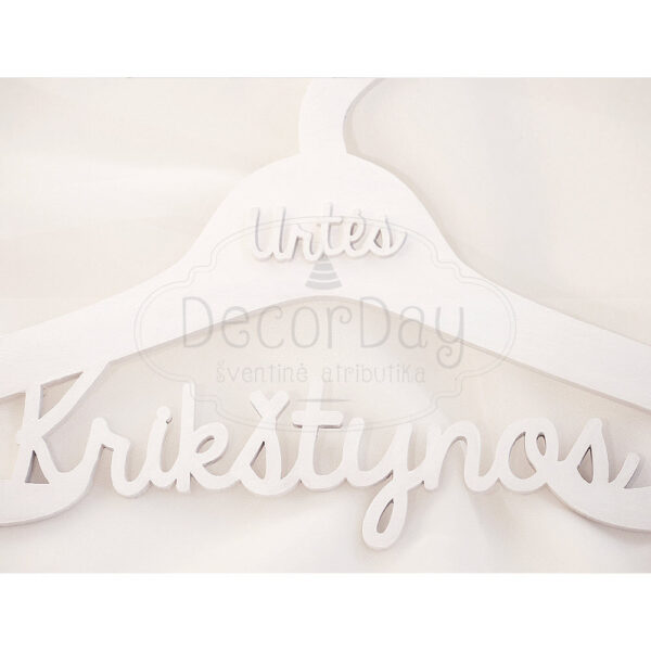 Vardinė vaikiška medinė pakaba "Krikštynos", balta (1 vnt.)
