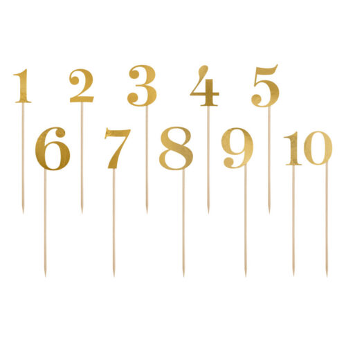 Auksinės spalvos stalo numeriai