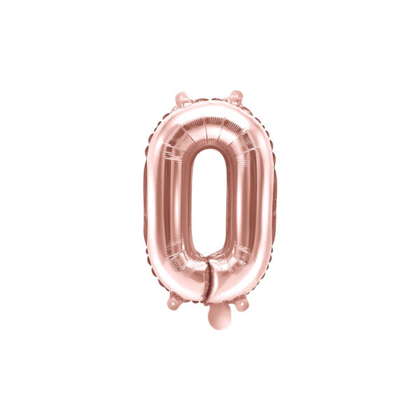 Folinis balionas "0", rožinis auksas (35 cm)