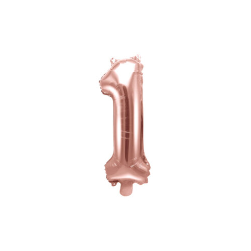 Folinis balionas "1", rožinis auksas (35 cm)
