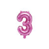 Folinis balionas "3", tamsiai rožinis (35 cm)