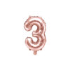 Folinis balionas "3", rožinis auksas (35 cm)