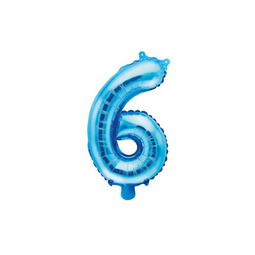 Folinis balionas "6", mėlynas (35 cm)