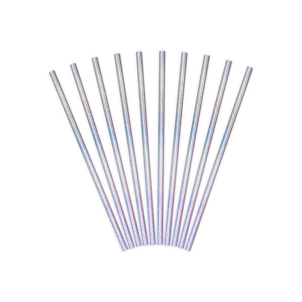 Perlamutrinės spalvos šiaudeliai (19,5 cm./10 vnt.)