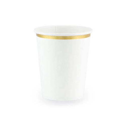 Puodeliai, balti aukso krašteliu (6 vnt./260 ml)