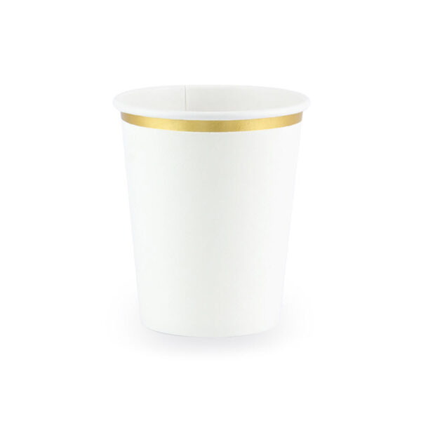 Puodeliai, balti aukso krašteliu (6 vnt./260 ml)