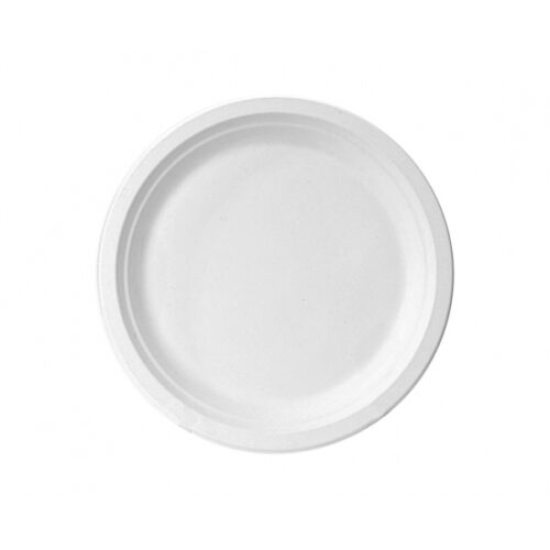 Lėkštutės iš cukranendrių, baltos (6 vnt./18 cm)