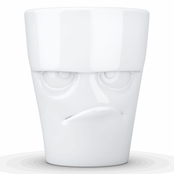 Porcelianinis puodelis su ąsele "Grumpy", baltas 350ml