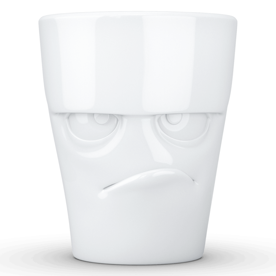 Porcelianins puodelis su ąsele "Grumpy", baltas 350ml