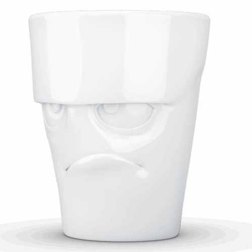 Porcelianinis puodelis su ąsele "Grumpy", baltas 350ml