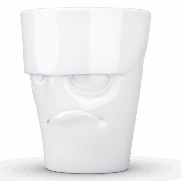 Porcelianinis puodelis su ąsele "Grumpy", baltas 350ml