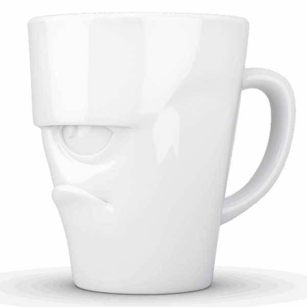 Porcelianinis puodelis su ąsele "Grumpy", baltas 350ml