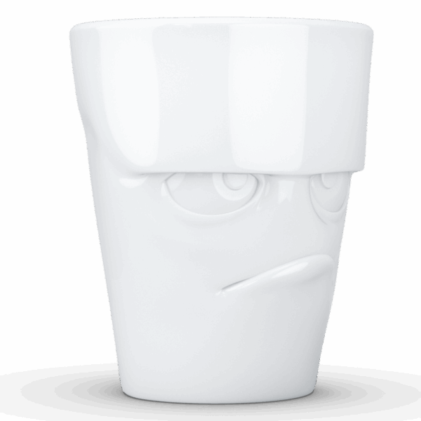 Porcelianinis puodelis su ąsele "Grumpy", baltas 350ml