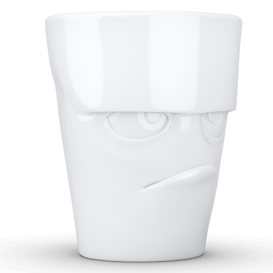 Porcelianins puodelis su ąsele "Grumpy", baltas 350ml