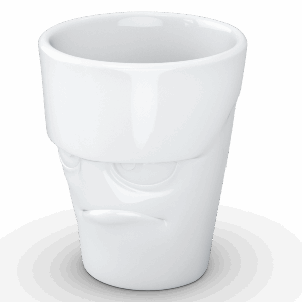 Porcelianinis puodelis su ąsele "Grumpy", baltas 350ml