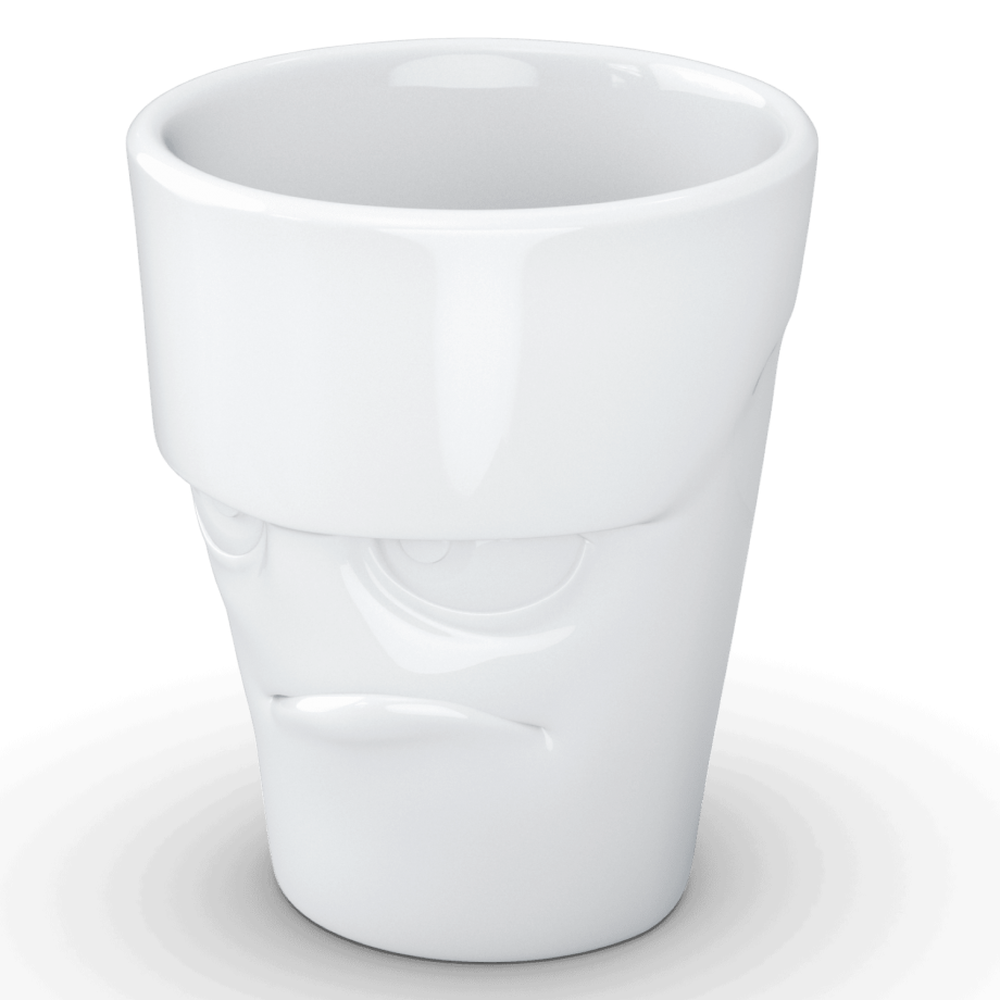 Porcelianins puodelis su ąsele "Grumpy", baltas 350ml