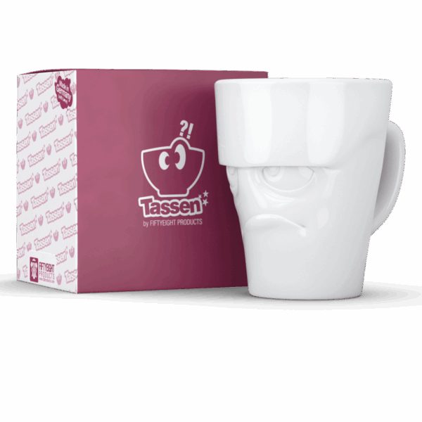Porcelianinis puodelis su ąsele "Grumpy", baltas 350ml