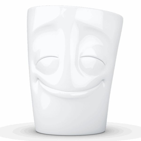 Porcelianinis puodelis su ąsele "Cheery", baltas 350ml