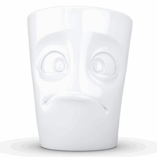 Porcelianinis puodelis su ąsele "Baffled", baltas 350ml