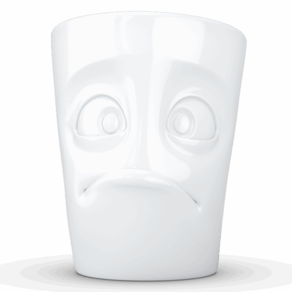Porcelianinis puodelis su ąsele "Baffled", baltas 350ml