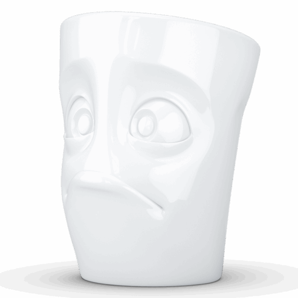 Porcelianinis puodelis su ąsele "Baffled", baltas 350ml