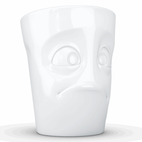 Porcelianinis puodelis su ąsele "Baffled", baltas 350ml