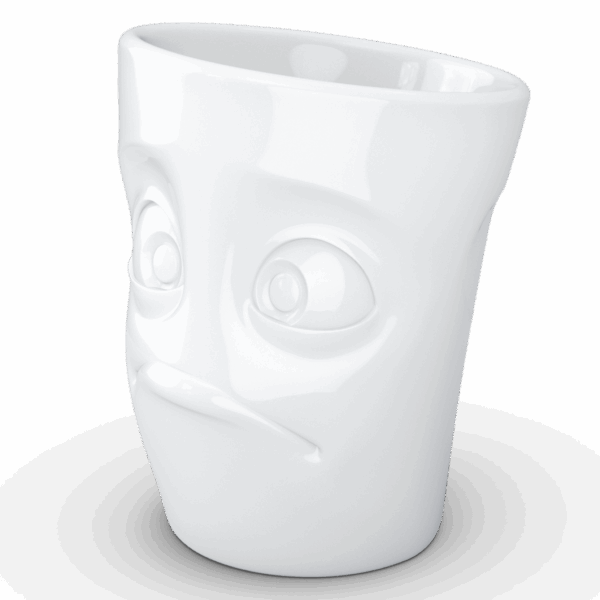 Porcelianinis puodelis su ąsele "Baffled", baltas 350ml
