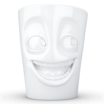Porcelianins puodelis su ąsele "Joking", baltas 350ml