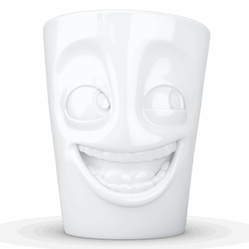 Porcelianinis puodelis su ąsele "Joking", baltas 350ml