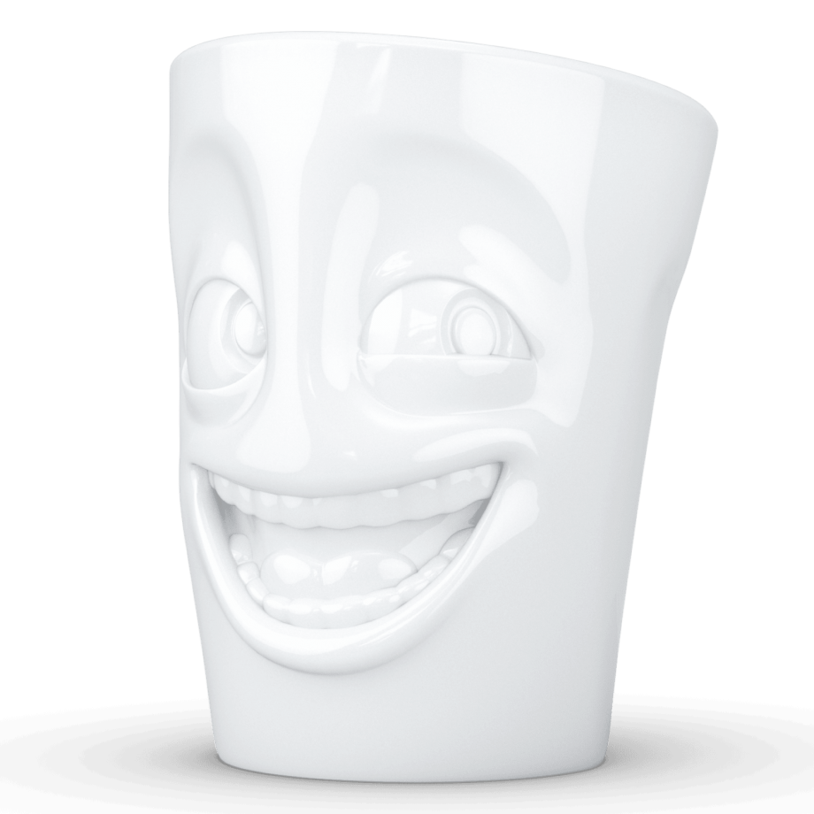 Porcelianins puodelis su ąsele "Joking", baltas 350ml