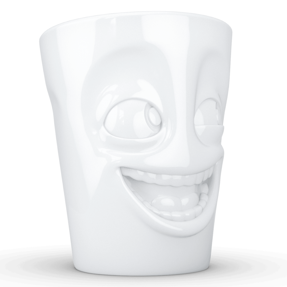 Porcelianins puodelis su ąsele "Joking", baltas 350ml