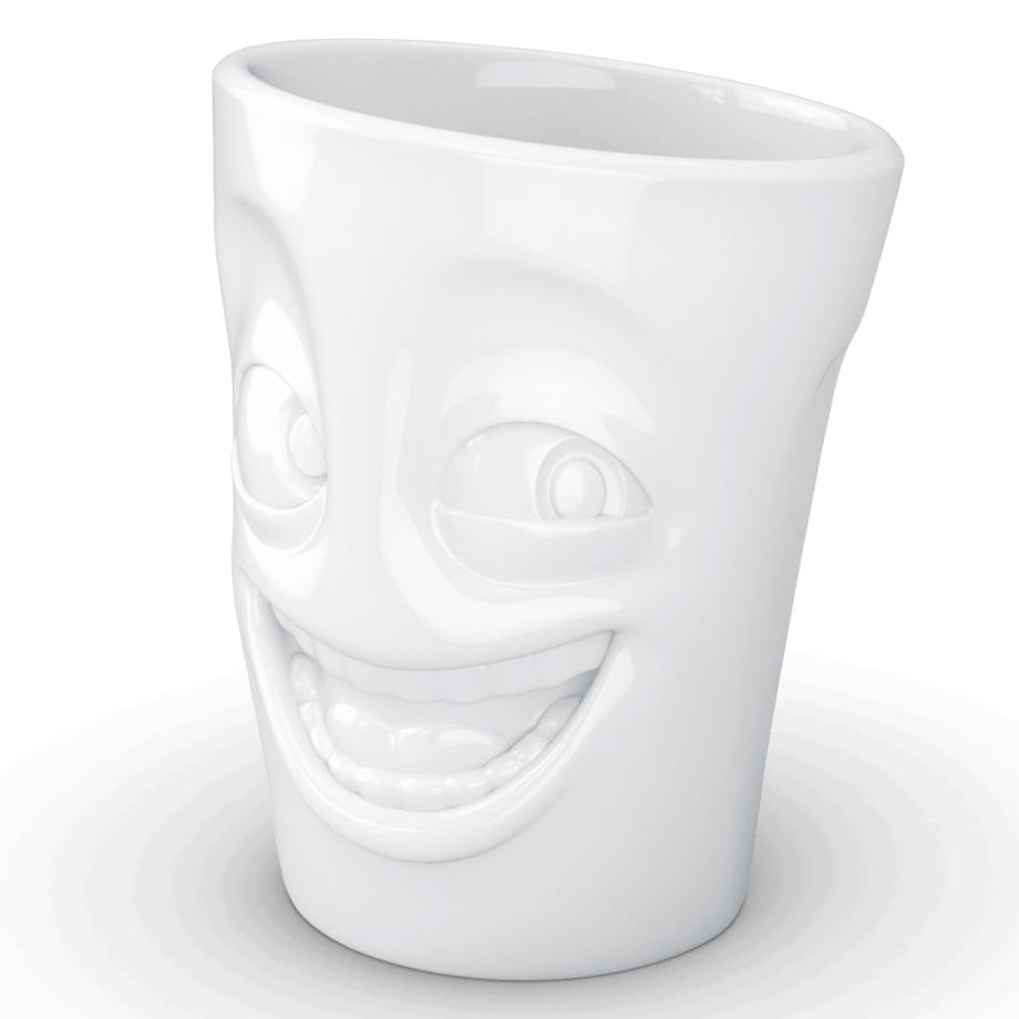 Porcelianins puodelis su ąsele "Joking", baltas 350ml