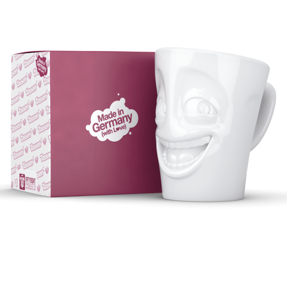 Porcelianins puodelis su ąsele "Joking", baltas 350ml