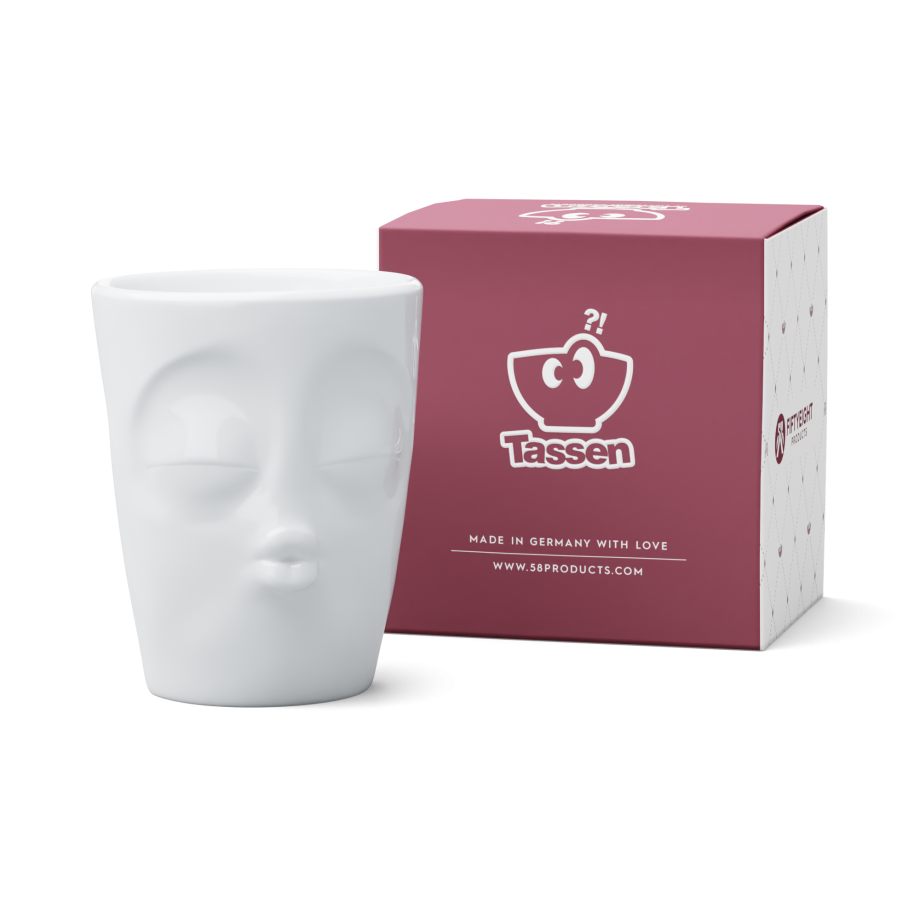 Porcelianins puodelis su ąsele "Kissing", baltas 350ml