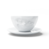 Porcelianinis puodelis su lėkštute "Grinning", baltas 200ml