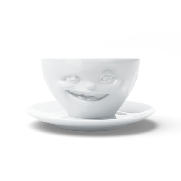 Porcelianinis puodelis su lėkštute "Winking", baltas 200ml